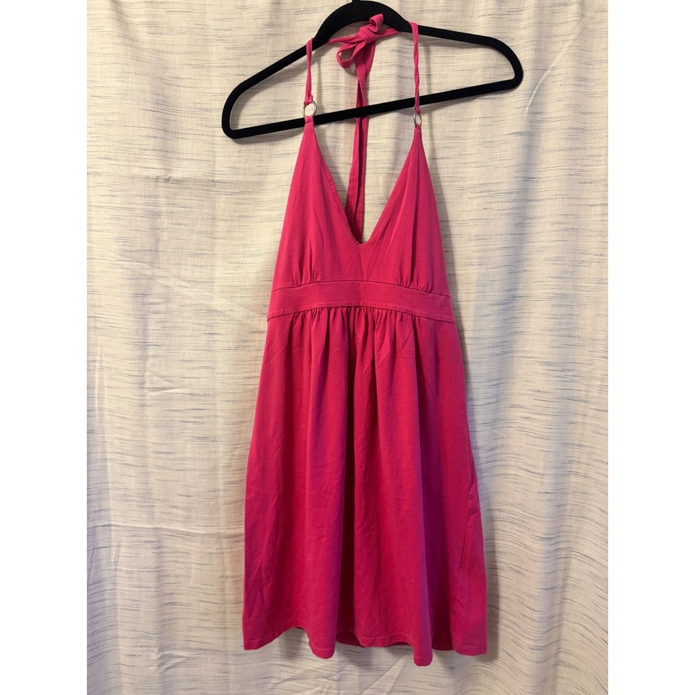 Victorias Secret Bra Tops Hot Pink Halter Mini Dress O-Ring V-Neck Medium